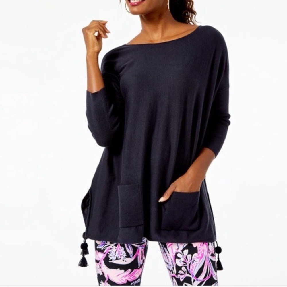 Lilly Pulitzer Elba Summer Sweater in Black, size Medium